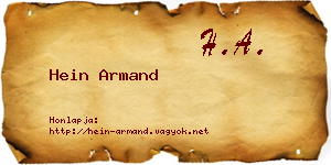 Hein Armand névjegykártya